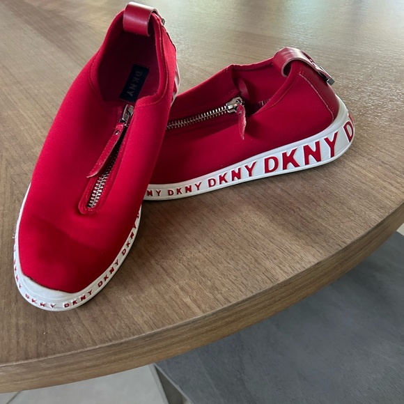 DKNY Red Melissa Neoprene Zip Sneakers - Picture 3 of 7